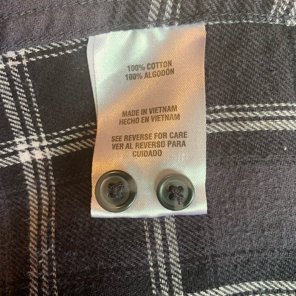 Woolrich Flannel Gray Plaid Button Down Long Sleeve Shirt Size L - Picture 7 of 11